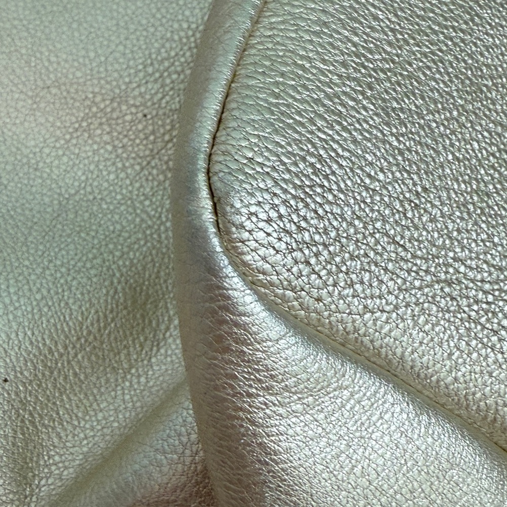 Metallic Pearl Shoulder Hobo with Tan Strap - Picture 6 of 16